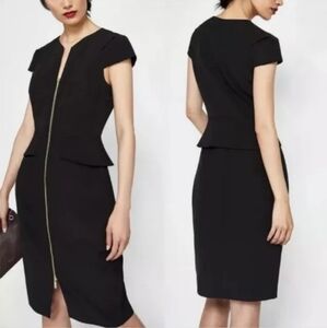 Ted Baker London Fearnid Architectural Structured Peplum Pencil Black Dress